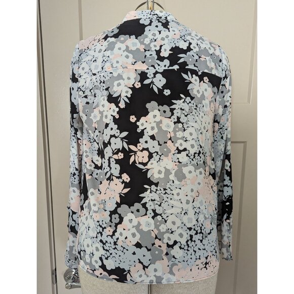 Floral Print Ruffle Front Chiffon Blouse With Mock Neck-lp - Picture 7 of 15